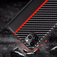 Tel Protect CARBON Ümbris jaoks Xiaomi Redmi Note 10 5G Must with punane stripe