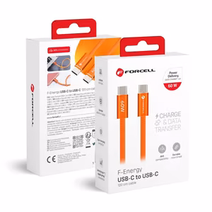 Kaabel USB C USB C Forcell F-Energy QC4.0 PD 3A 60W Cafule Color 1,2 m ACYH23 oranž