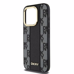 DKNY Leather Checkered Mono Pattern MagSafe ümbris jaoks iPhone 15 Pro - must