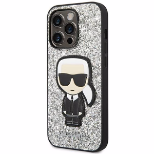 Karl Lagerfeld KLHCP14LGFKPG iPhone 14 Pro 6.1 "hardcase hõbedane / hõbedane Glitter Flakes Ikonik