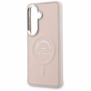 Karl Lagerfeld Embossed Ring RSG Logo MagSafe ümbris Samsung Galaxy S26 roosa