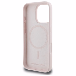Karl Lagerfeld Silicone Nauble Heads Print MagSafe Ümbris jaoks iPhone 16 Pro Max - Roosa