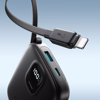 Joyroom JR-PBF18 22.5W 10000mAh Powerbank koos sisseehitatud Lightning kaabliga + USB-C kaabel 0.25 cm - Must