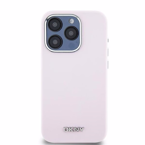 DKNY Liquid Silicone Small Metal Logo MagSafe ümbris jaoks iPhone 15 Pro - roosa