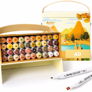 Double-sided Marker Pens ARRTX Alp, 40 Colours, kollane shade