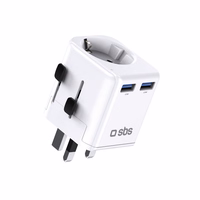 SBS universal travel adapter - EU 2xUSB-A - valge