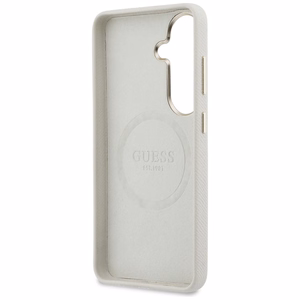 Guess ümbris Rhinestone Round Logo MagSafe Samsung Galaxy S26 beež