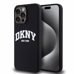 DKNY Liquid Silicone Valge Printed Logo MagSafe iPhone 13 Pro Max Ümbris - Must