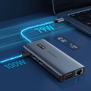 Choetech multifunctional HUB koos ekraan 12in1 USB-C to USB-C / USB-A / HDMI / VGA / AUX / SD / TF hall (HUB-M26)