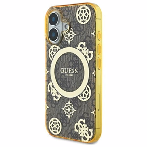 Guess IML Peony jaoks 4G Background MagSafe iPhone 16 Ümbris - Brown