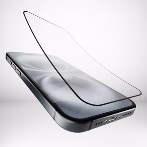 Гибридное стекло Puro Flexible Glass D3O с чёрной рамкой для iPhone 16 / iPhone 15 / iPhone 15 Pro