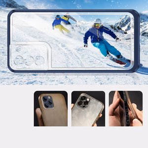 Прозрачный чехол 3in1 для Samsung Galaxy S22+ (S22 Plus) гелевый с рамкой синий