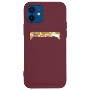 Kaardiümbris Silikoonist rahakotiümbris koos kaardipesaga dokumendid Xiaomi Redmi 10X 4G / Xiaomi Redmi Note 9 Burgundy