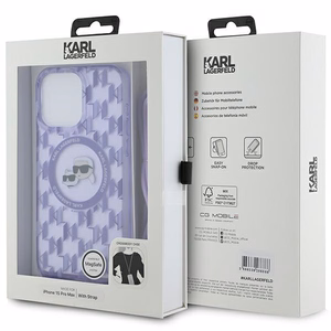 Karl Lagerfeld IML Crossbody Monogram Karl & Choupette Head MagSafe чехол для iPhone 15 Pro Max - фиолетовый