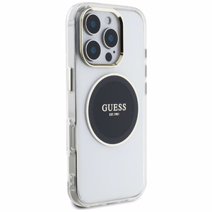 Guess IML Metal Colored Circle Classic Logo MagSafe ümbris jaoks iPhone 16 Pro - must