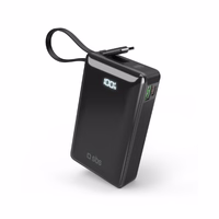 Powerbank SBS 20000 mAh 20W sisseehitatud USB-C kaabli ja digitaalse ekraaniga - must