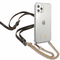 Guess GUHCP12MKC4GSGO iPhone 12/12 Pro 6.1" läbipaistev kõvaketas 4G Gold Chain