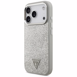 Guess Glitter Triangle Logo MagSafe ümbris jaoks iPhone 17 Pro - hõbedane