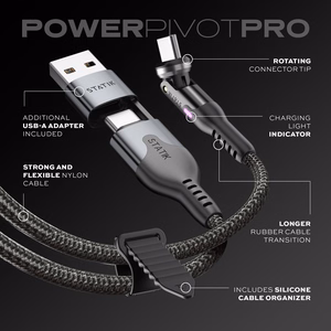 STATIK PowerPivot Pro Nylon Braided Cabel, USB-C to USB-C, 1m, Black