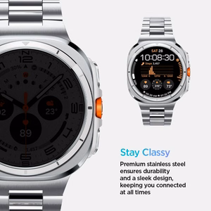 Spigen Modern Fit Band metallrihm Samsung Galaxy Watch Ultra 47 mm kellale, hõbedane