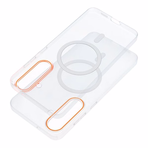 Чехол Samsung A27 Go Orange совместимый с MagSafe прозрачный