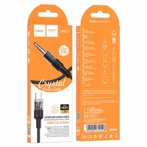 AUX kaabel Jack 3,5 mm - USB C Hoco 1,2 m UPA27 must