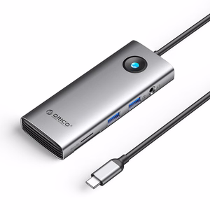 Orico PW11 8in1 USB-C Docking Station 2x USB-A 3.0 1x USB-C PD 100W 1x HDMI 4K 60Hz 1x microSD/SD 1x RJ45 Gigabit Ethernet 1x Audio 3.5mm - Gray