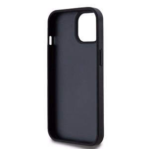 DKNY Leather Checkered Mono Pattern & Printed Stripes Чехол для iPhone 15 Plus / 14 Plus - чёрный