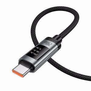 Кабель для передачи данных с цифровым дисплеем USB C to USB C Hoco PD 6A 240W 1,2 m U148 черный