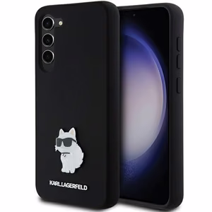 Karl Lagerfeld Silicone Choupette Metal Pin ümbris jaoks Samsung Galaxy S23+ - must