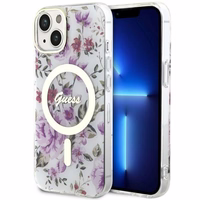 Guess GUHMP14MHCFWST iPhone 14 Plus 6.7" läbipaistev hardcase Flower MagSafe