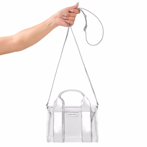Case-Mate Micro Tote Bag vett hülgav õlakott, Silver Chrome / Clear