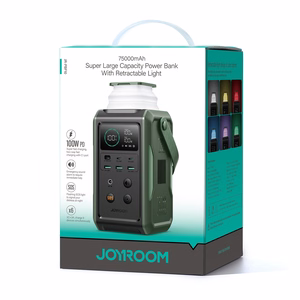 Powerbank Joyroom JR-PBF10 75000mAh 100W 3x USB-C 3x USB-A kokkupandava taskulambi ja käepidemega - roheline