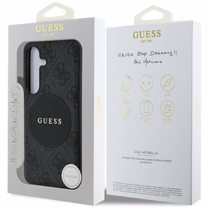 Guess 4G Round Patch Classic Logo MagSafe ümbris jaoks Samsung Galaxy S25 must