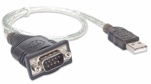 Manhattan USB-A jada-konverteri kaabel, 45cm, Male to Male, Serial/RS232/COM/DB9, Prolific PL-2303RA kiip, must/hõbedane kaabel, kolme aasta garantii, vastab ICUSB232V2