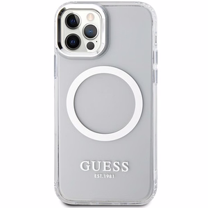Guess Metal Outline Magsafe ümbris jaoks iPhone 12 / iPhone 12 Pro - hõbedane