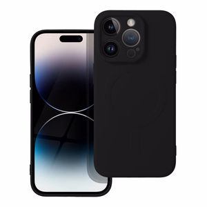 Case for iPhone 14 PRO Silicone Mag Cover compatible with MagSafe (camera protection) black