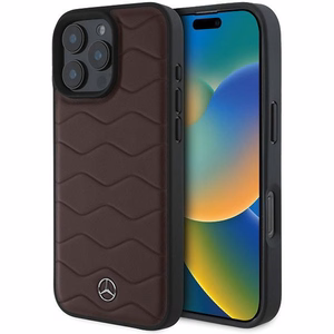 Mercedes MB Waves Leather Ümbris jaoks iPhone 16 Pro Max - punane