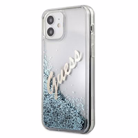 Guess GUHCP12SGLVSBL iPhone 12 mini 5.4" sinine/sinine kõvakaaneline Glitter Vintage Script korpus