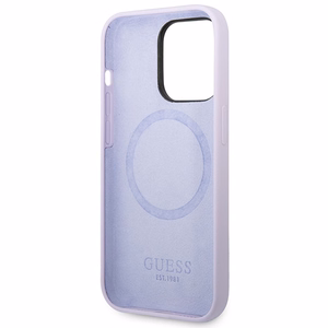Guess GUHMP14LSBPLU iPhone 14 Pro 6.1" lilla/lilla hard ümbris Silicone Logo Plate MagSafe