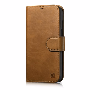 iCarer õlivaha rahakoti ümbris 2in1 Cover iPhone 14 Pro Anti-RFID nahast Flip Case Brown (WMI14220722-TN)