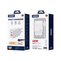 JELLICO seina laadija C107 GaN PD 45W 1xUSB-C + 1xUSB QC3.0 + kaabel USB-C - USB-C valge