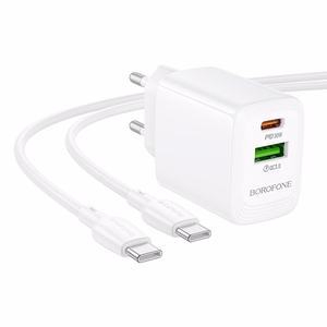Laadija Borofone BN29 30W USB-C/USB-A + USB-C to USB-C kaabel 1.0m valge