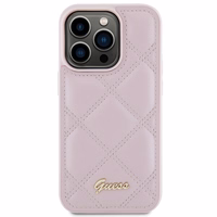 GUESS ümbris jaoks IPHONE 15 Pro GUHCP15LPSQSQSP (Quilted Metal Logo) roosa