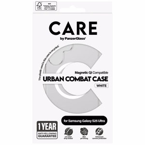 CARE by PanzerGlass Flagship Urban Combat Valge QI Ümbris jaoks Samsung Galaxy S25 Ultra - Läbipaistev