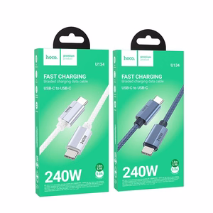 Кабель USB C - USB C Hoco QC3.0 PD 5A 240W 1,8 m U134 серый