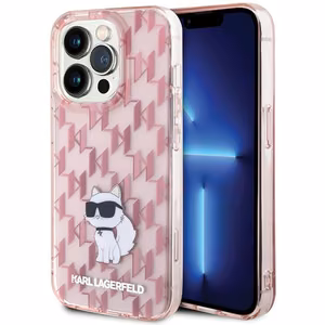 Karl Lagerfeld Monogram Choupette ümbris jaoks iPhone 15 Pro Max - roosa