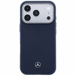 Mercedes nahk MagSafe ümbris iPhone 17 Pro Max puiduefektiga - tumesinine