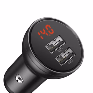 Autolaadija Baseus CCBX-0G hall 24W (2xQC3.0 / LED VOLTMEETRIGA)