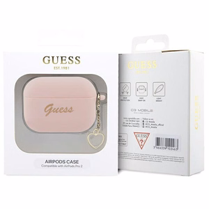 Guess GUAP2LSCHSP AirPods Pro 2 cover roosa/roosa Silicone Charm Heart Collection